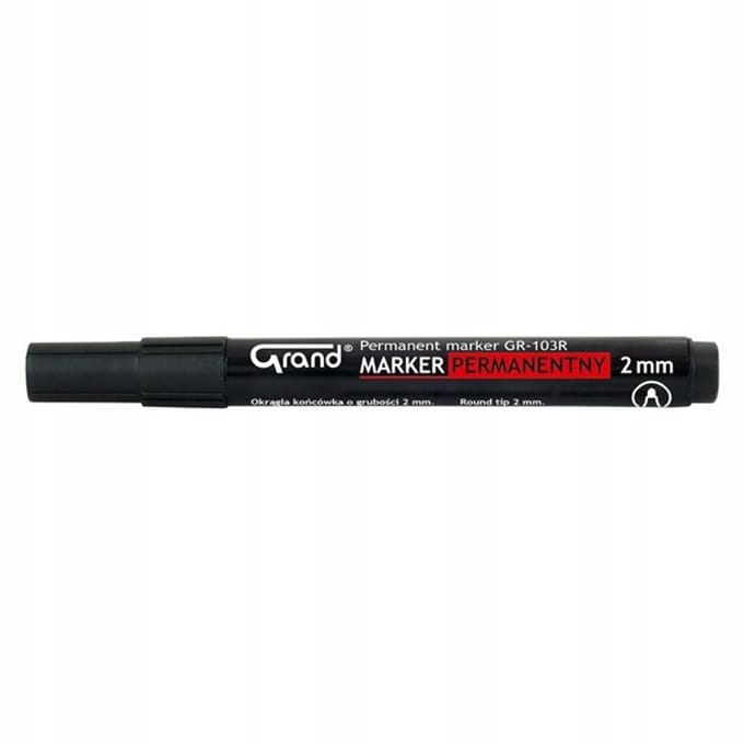 Grand Permanente Marker Zwart, Ronde Punt 2mm