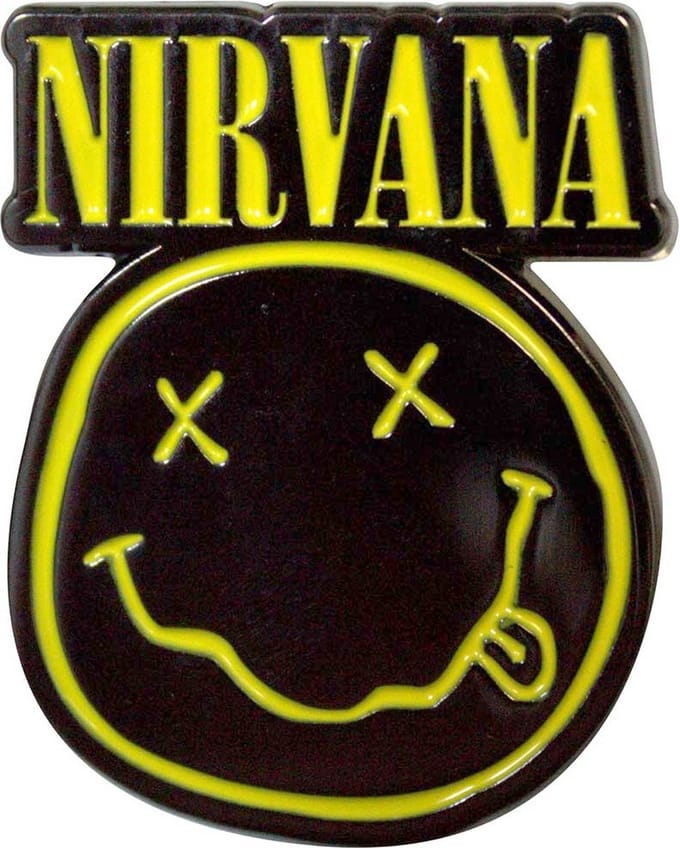 Nirvana - Logo & Happy Face Cut-Out Pin - Zwart/Geel