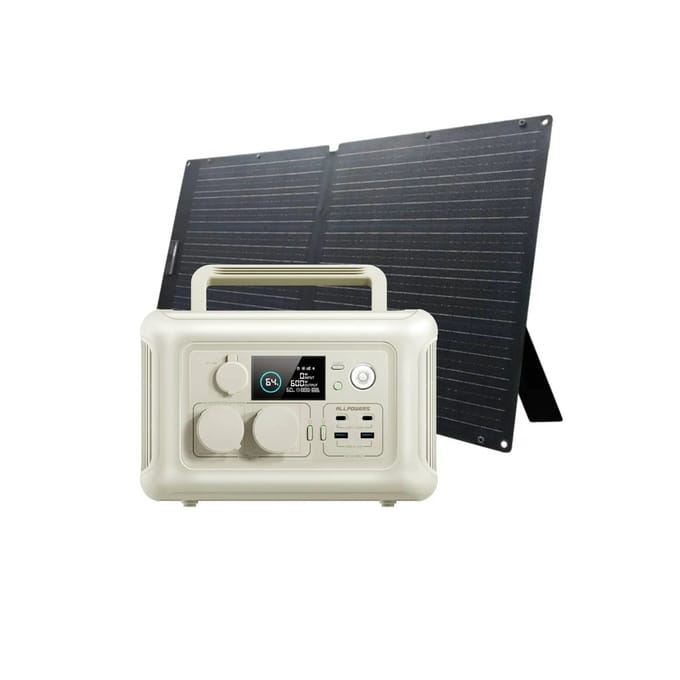 ALLPOWERS Solar Generator Kit 600W (R600 + SOLAX SE100 100W Solar Panel) - R600-Beige+ SOLAX SE100 100W Solar Panel
