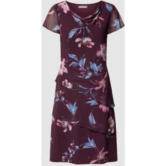 Knielange cocktailjurk met bloemenmotief