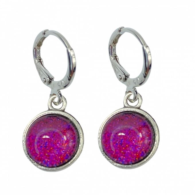 Zilver oorhangers -paars- Cleo-Charme Bijoux