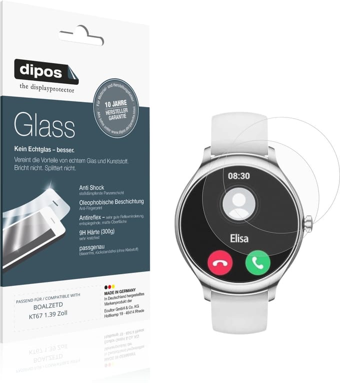 dipos – 2x Matte Pantserfolie geschikt voor BOALZETD KT67 1.39 Zoll | 9H Screenprotector