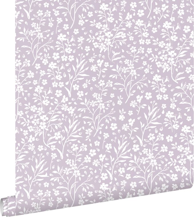 ESTAhome behang bloemetjes lila paars - 53 cm x 10.05 m - 139883