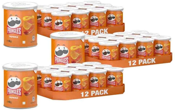 Pringles - Chips Paprika - 3 x 12 x 40 gr - Voordeelverpakking