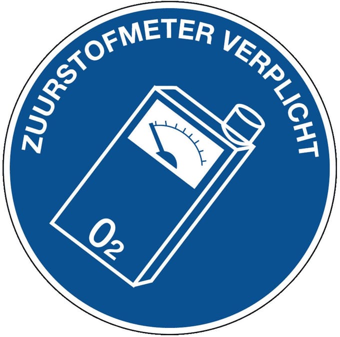 Zuurstofmeter verplicht bord - kunststof 300 mm