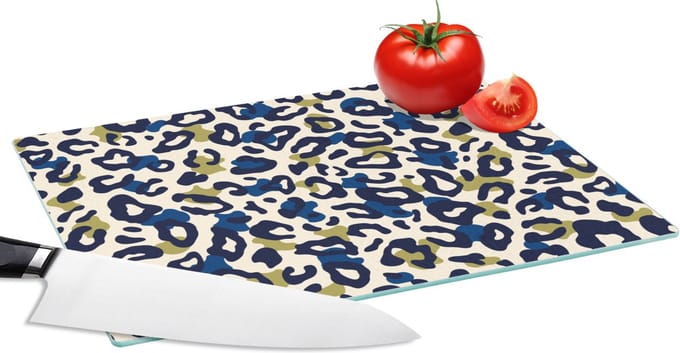 Glazen Snijplank - 28x20 - Panter - Design - Blauw - Groen - Snijplanken Glas