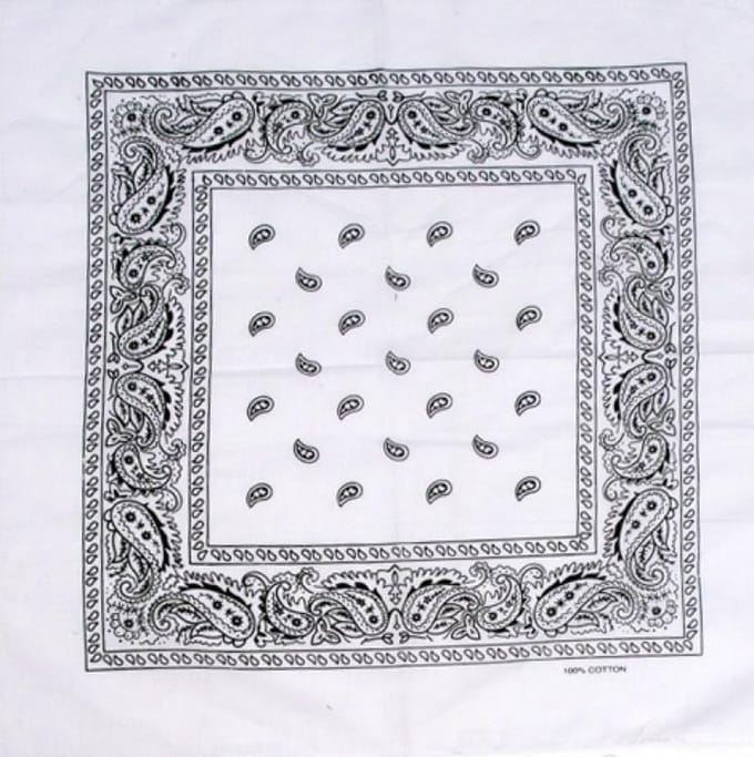 Bandana Paisley vierkant Wit