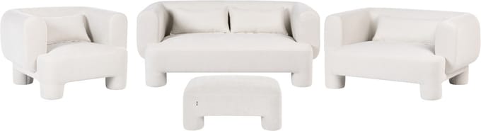 HOGBO - Bankenset 6-zits met ottomaan - Wit - Polyester