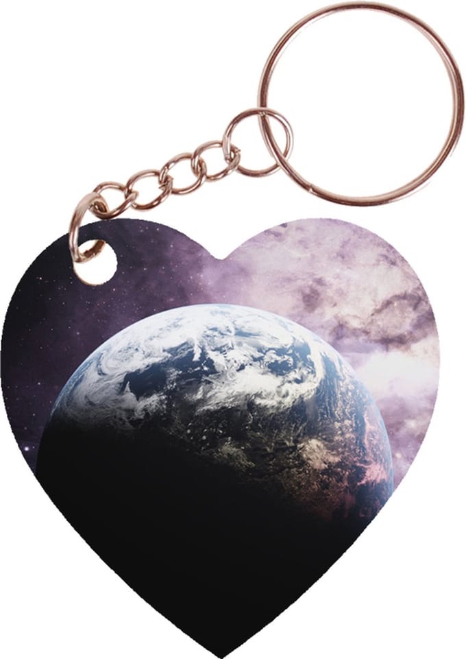 Sleutelhanger hartje 5x5cm - Earth