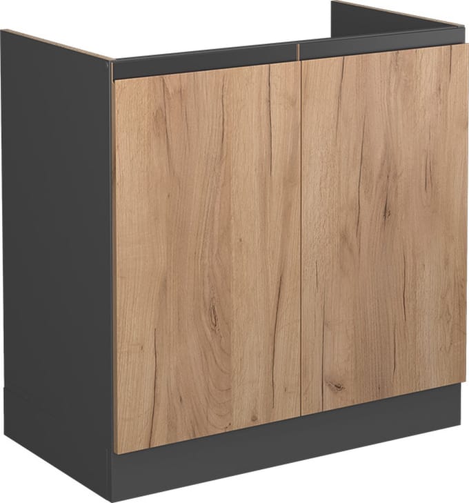 Vicco R-Line Wastafelkast – 80 cm, WB Antraciet Krachtige eik goud