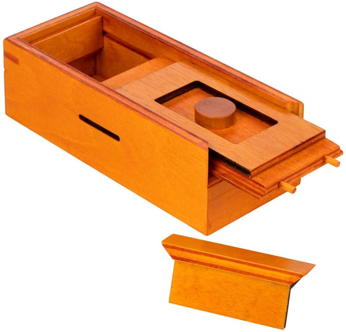 Philos puzzeldoos houten breinbreker Secret Box Circle cadeau.