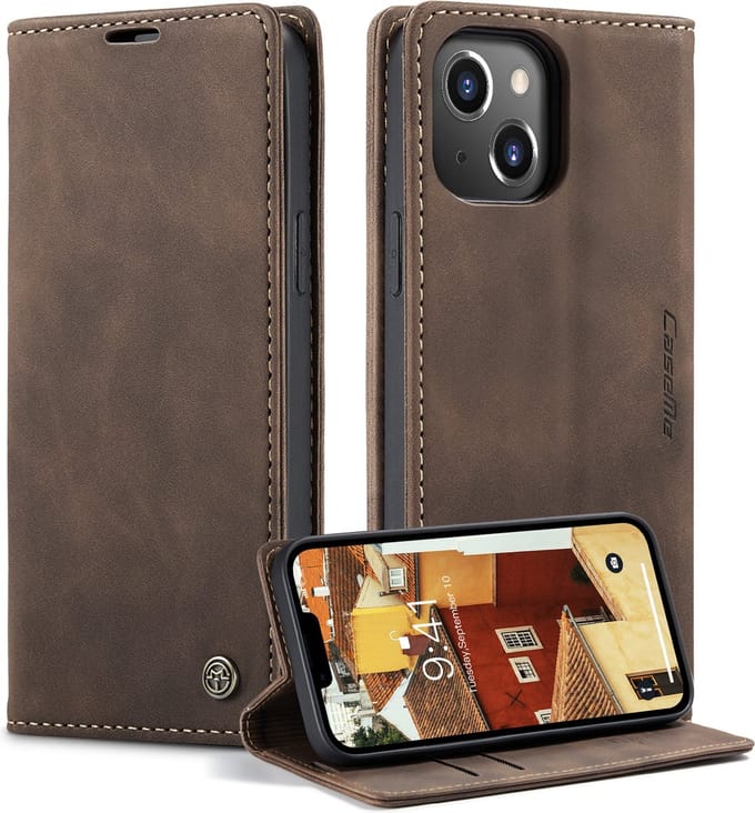 Caseme Retro Wallet Case hoesje geschikt voor iPhone 15 Plus - Coffee