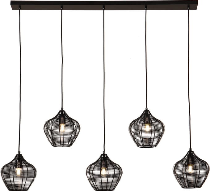 Olucia - PEPITA - Hanglamp - Zwart - 5L - Vorm: Overig