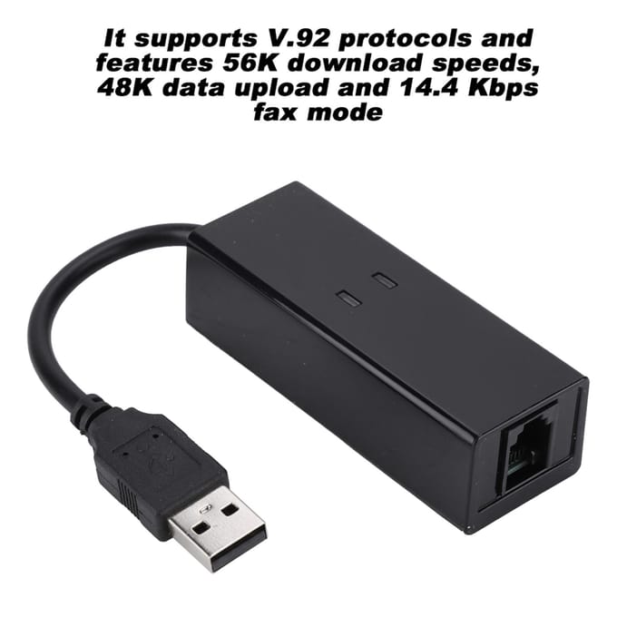 USB 56K externe inbelverbinding, spraakfax, datamodem geschikt voor Win7, Win8, Win10 en XP black