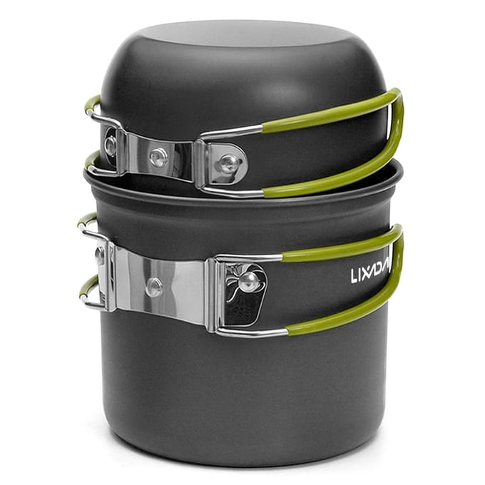 Campingkookgerei Draagbare eetset Campingpot en pannen kookset Type 2 groen