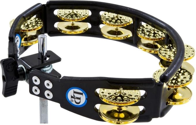 Latin Percussion LP179 Cyclops Dimpled Mountable Tambourine Brass Black