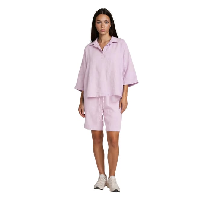 Bermuda voor dames Haris Cotton Essentials Knot Waist Slant Pocket