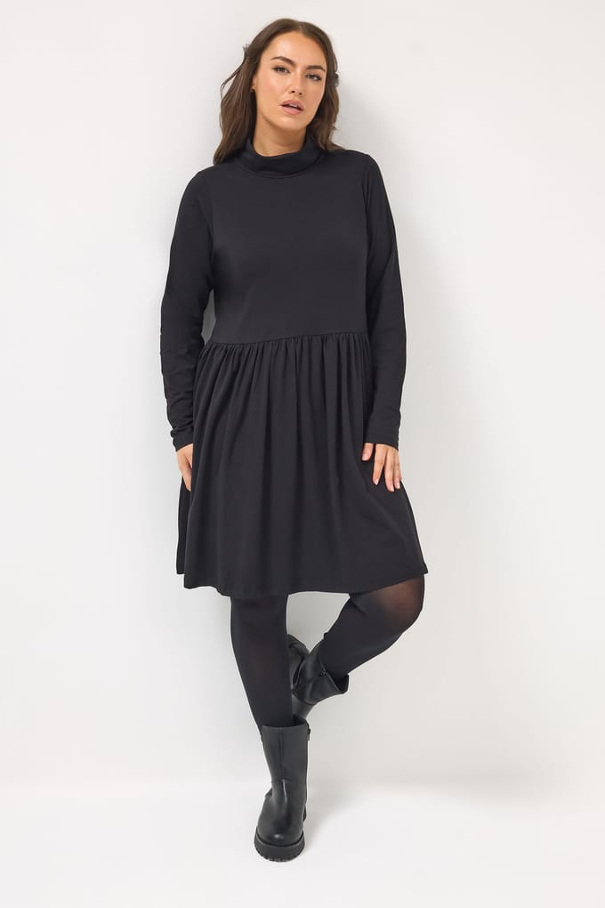 Yours Zwarte Peplum Minijurk Met Col Size 46