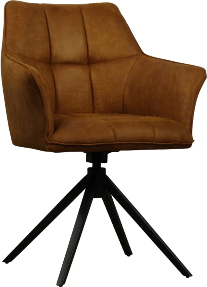Eetkamerstoel Marly draaibaar - Bull Cognac - eetkamerstoelen set van 2