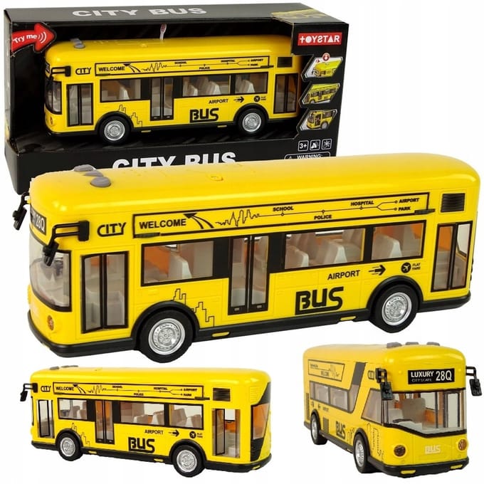 Stadsbus Speelgoed met Geluid & Licht, Frictie Aandrijving