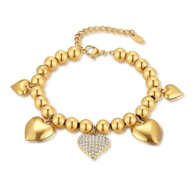 Twice As Nice Armband in edelstaal, hartjes Goudkleurig 16cm+3cm