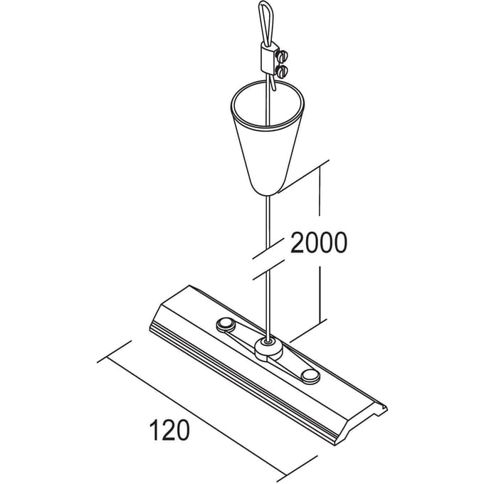 Ivela LKM kabelophanging 200 cm, blad 12 cm, wit