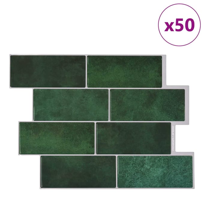 vidaXL - Subway - tegel - 50 - st - Donkergroen - 29 - x - 21 - cm - Polyurethaan - en - PET