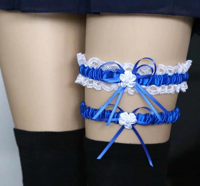 Kousenband - Bruiloft Lingerie - Stretch - Fel Blauw