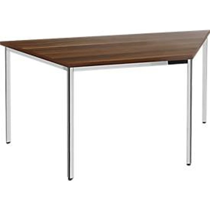 Vergadertafel, trapezium 1600 x 800 mm, notenhoutpatroon
