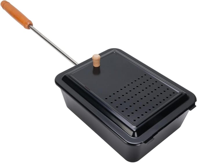 Popcorn Pan - Snack Maker - Thuis Snacks Maken - Hout Handvat - Compact Ontwerp - Zwart
