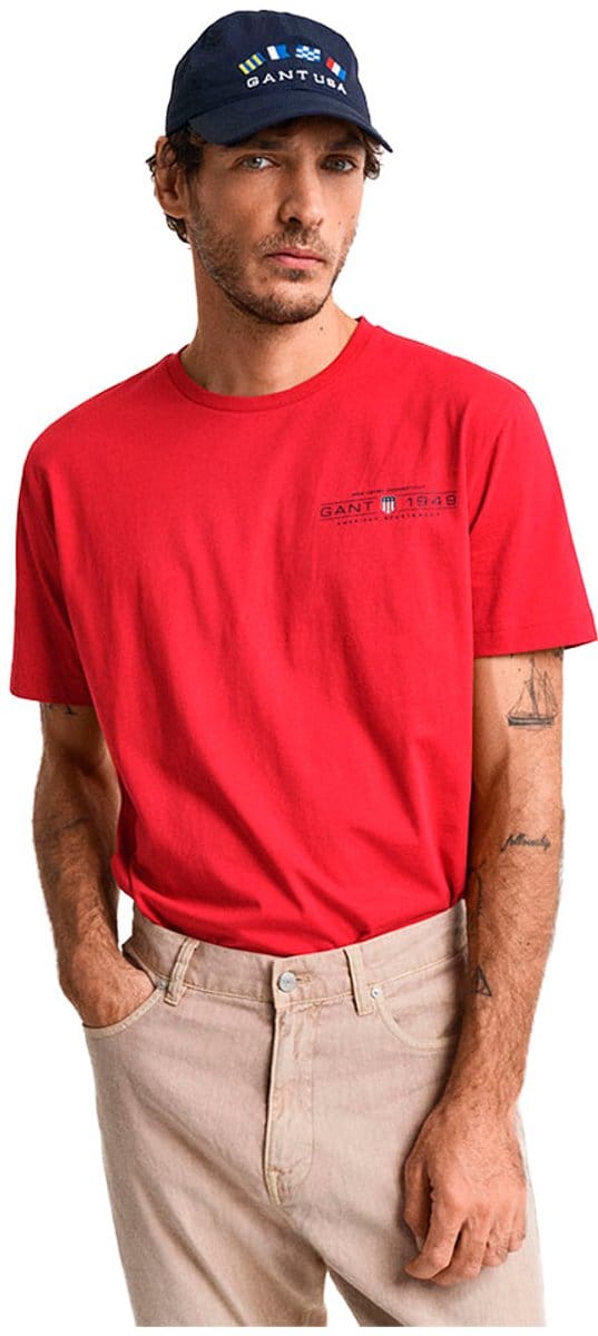 Gant Graphic T-shirt Met Korte Mouwen Rood L Man