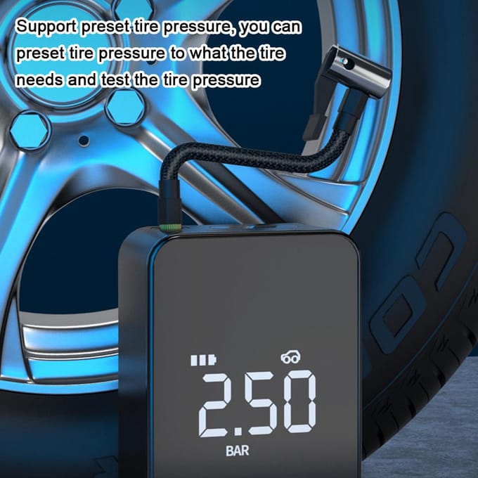 3in1 Auto Luchtpomp Draagbare Elektrische Auto Bandenpomp Digitaal Display met LED-lichtverlichting Wired Cigar lighter type gray