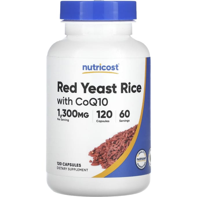 Nutricost, Rode Gist met CoQ10, 1.300 mg, 120 capsules (650 mg per capsule)