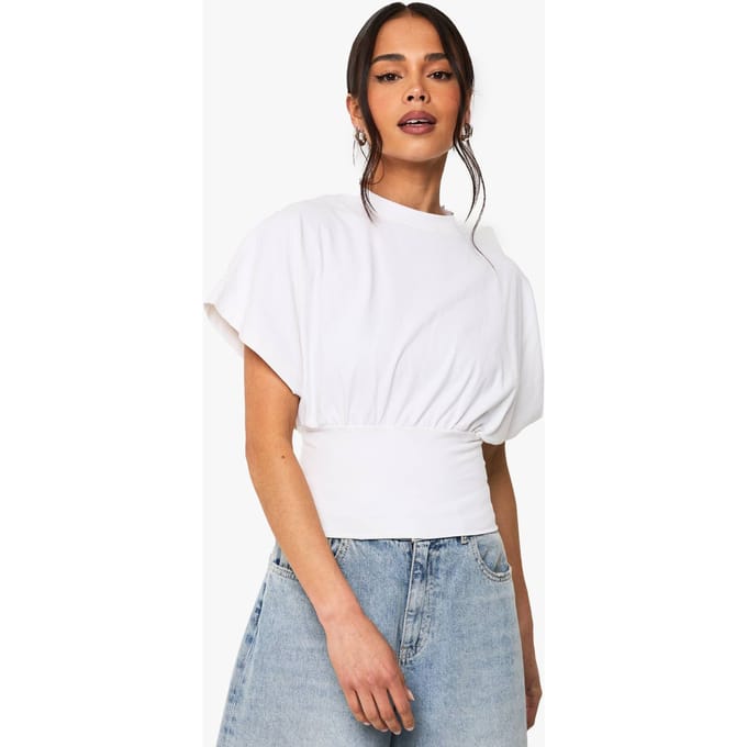 boohoo Dames Fitted Waist T-shirt | Wit | Maat: 42