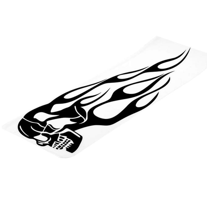 Lot de 2 autocollants universels pour réservoir d'essence de moto, motif squelette et flammes noir