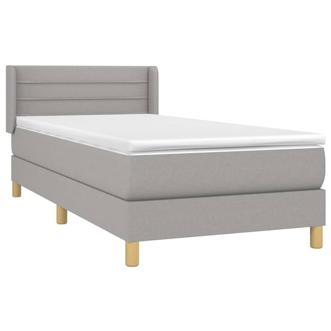 vidaXL - Boxspring - met - matras - stof - lichtgrijs - 90x200 - cm