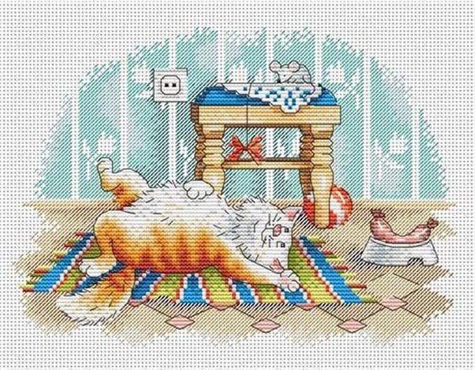 Borduurpakket Luie Kat - Mp Studia