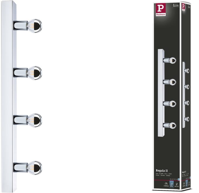LED-spiegellamp Regula II IP44 E14 230V max. 4x40W dimbaar Chroom