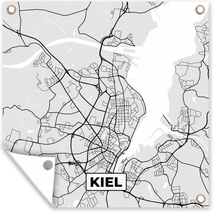Tuindoek Stadskaart - Duitsland - Plattegrond - Kiel - Kaart - 100x100 cm