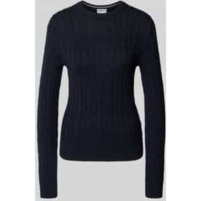 Gebreide pullover met kabelpatroon en ronde hals