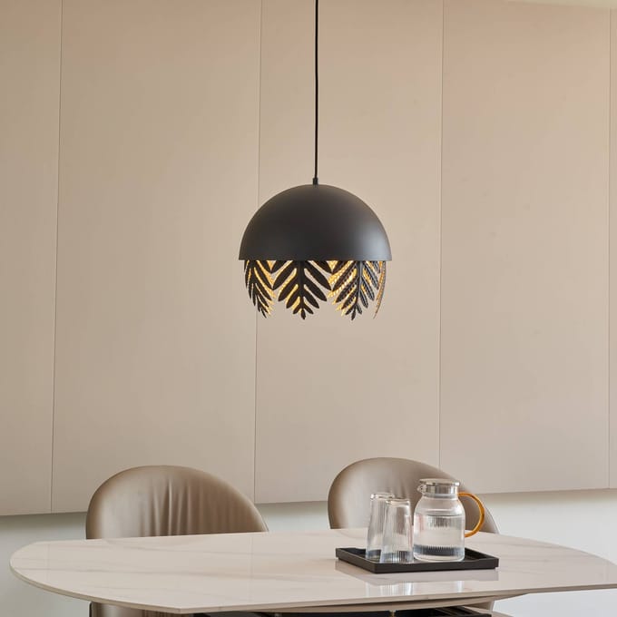 Lucande - hanglamp - 1licht - IJzer - H: 35 cm - E27 - zwart, goud