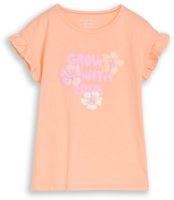 Tom Tailor - T-shirt met tule detail - Maat 92/98 - peach bloom