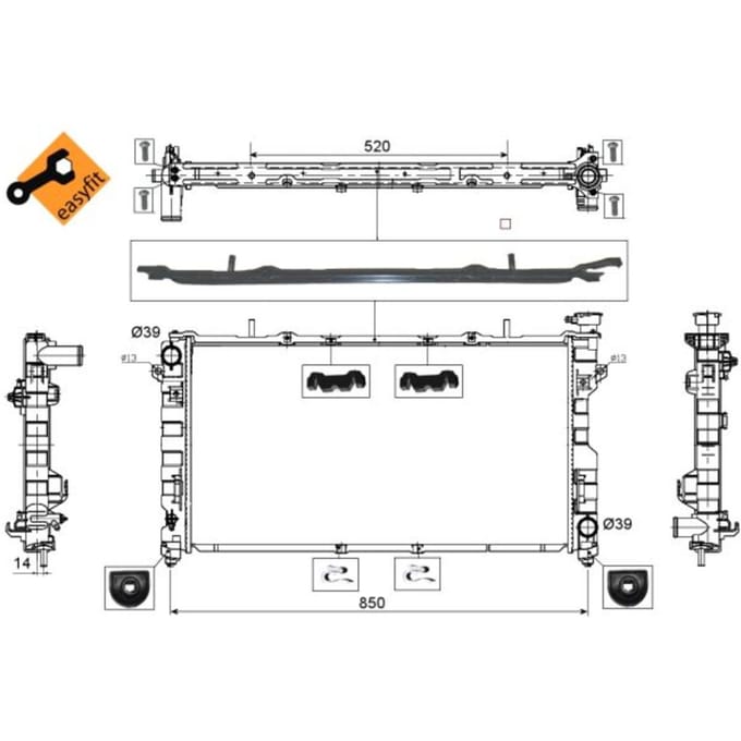 Radiator, motorkoeling NRF 53734