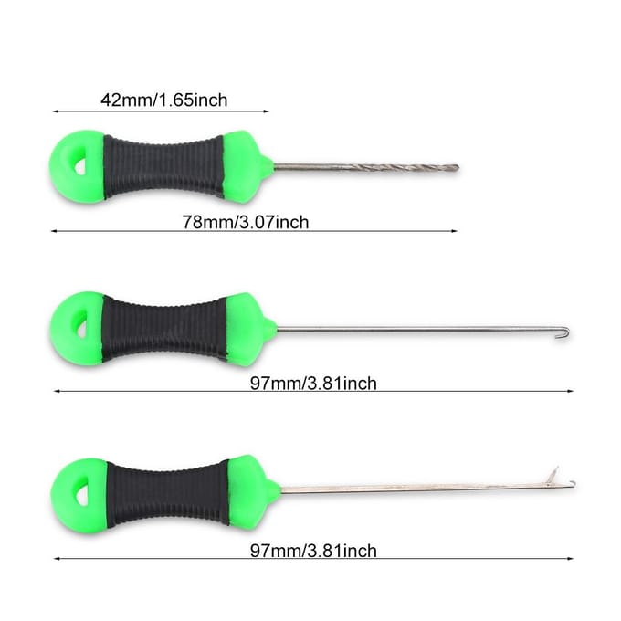 3 Stuks Roestvrij Staal Karpervissen Splicing Naald Aas Naaldaas Haakboor Rig Tools black