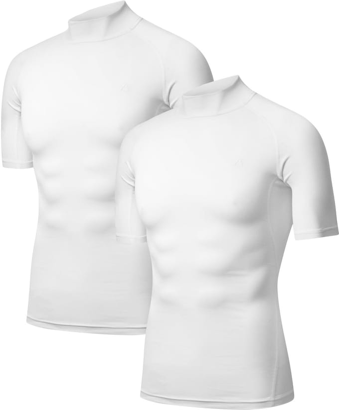 DANISH ENDURANCE Korte Mouw Compressie Top Heren - Onderlaag Shirt - Ademend Mesh - 2-Pack - Wit - Maat L