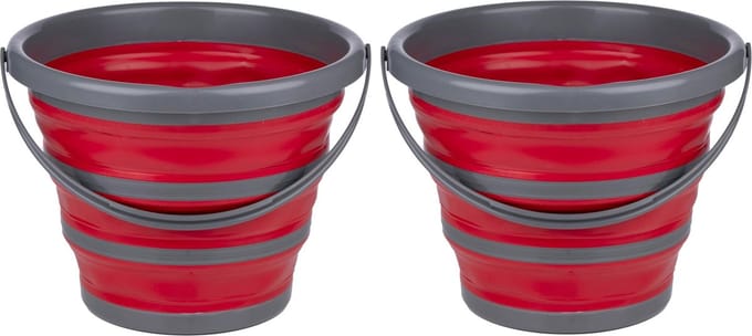 Dirt Devil Opvouwbare emmer - 2x - rood/grijs - 10 liter - inklapbaar