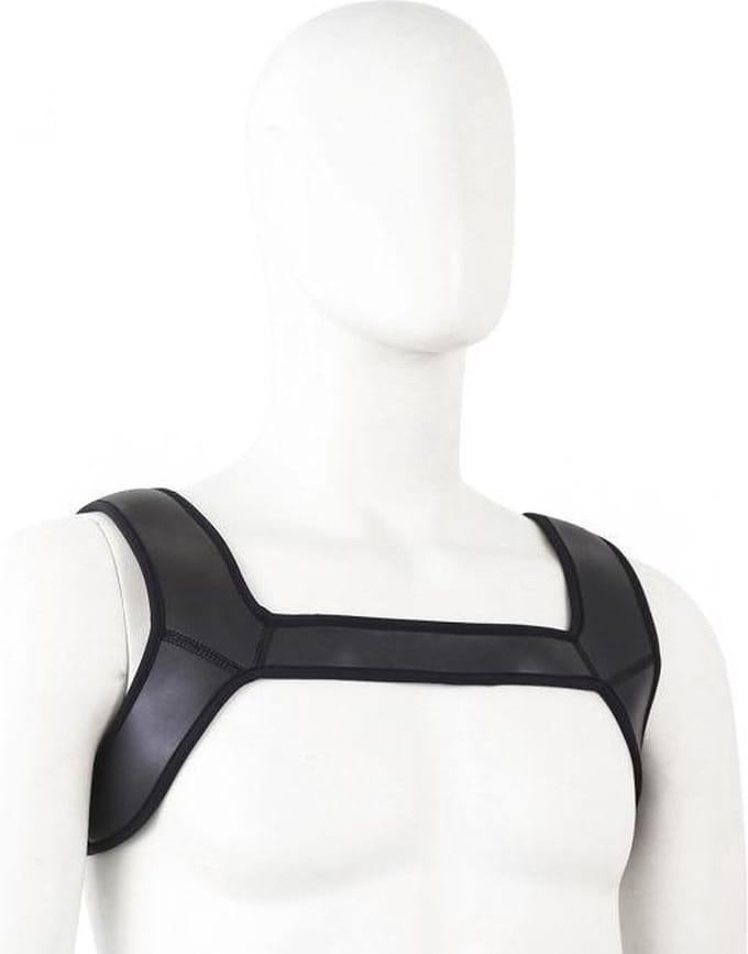 Neopreen schouder-borst harnas tuigje - zwart - maat M