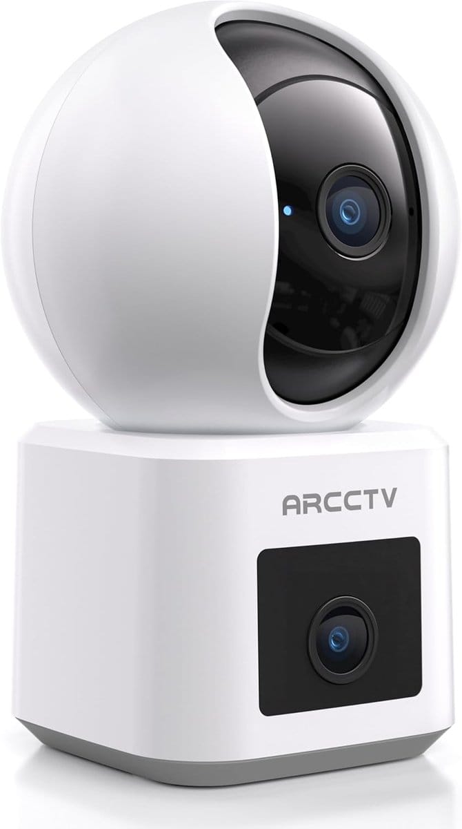 Dubbele Camera - Beveiligingscamera Systeem - Huisbewaking Thuis - 4MP Resolutie Beeld - Micro SD Opslag - Wit
