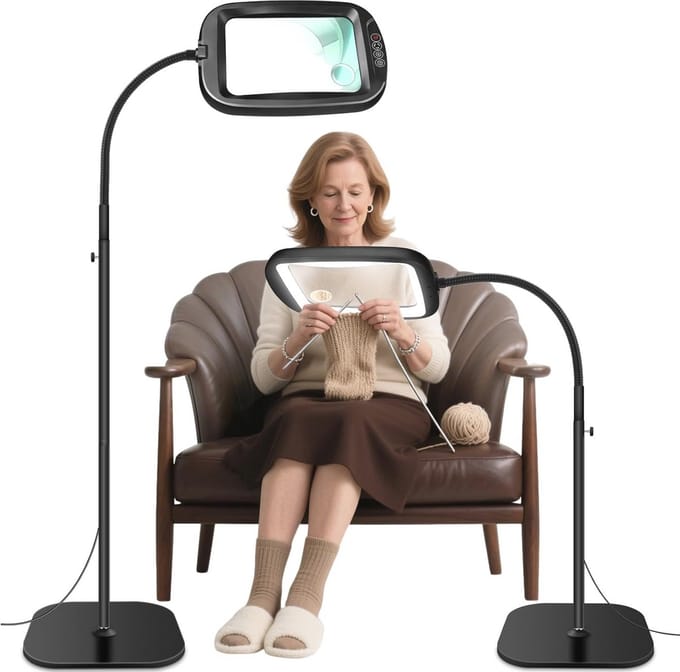 Vloervergrootglas met licht en verstelbare helderheid voor hobby's en lezen
