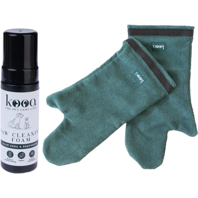 kooa paw reinigingsschuim Voordeelset: Reinigingsschuim (170 ml) + 2 × kooa drooghandschoenen
